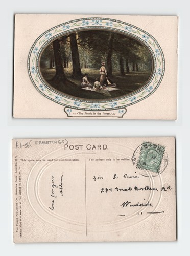 Vintage postcard the picnic - postcard, in