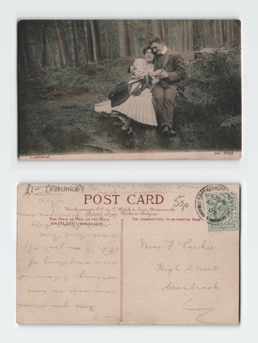 Vintage postcard romance - vintage,