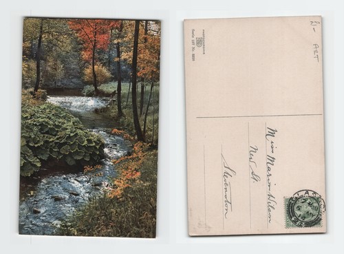 Vintage postcard autumn stream - vintage,