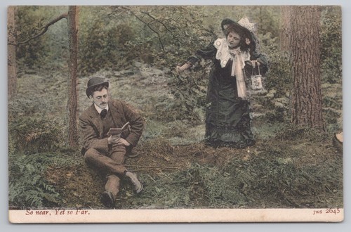 Postcard antique comic romance
